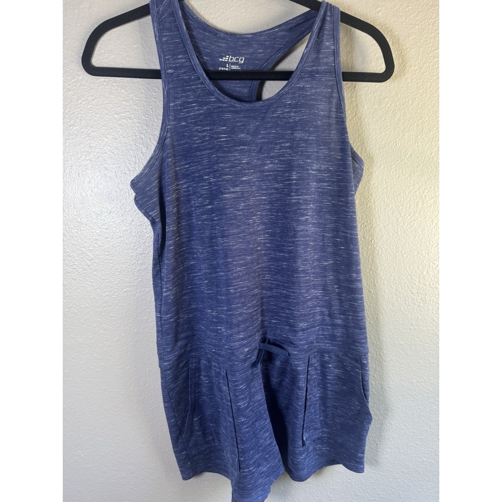 Girls Large BCG Athletic Romper – Blue Heather, Size Large (12/14) Racerback